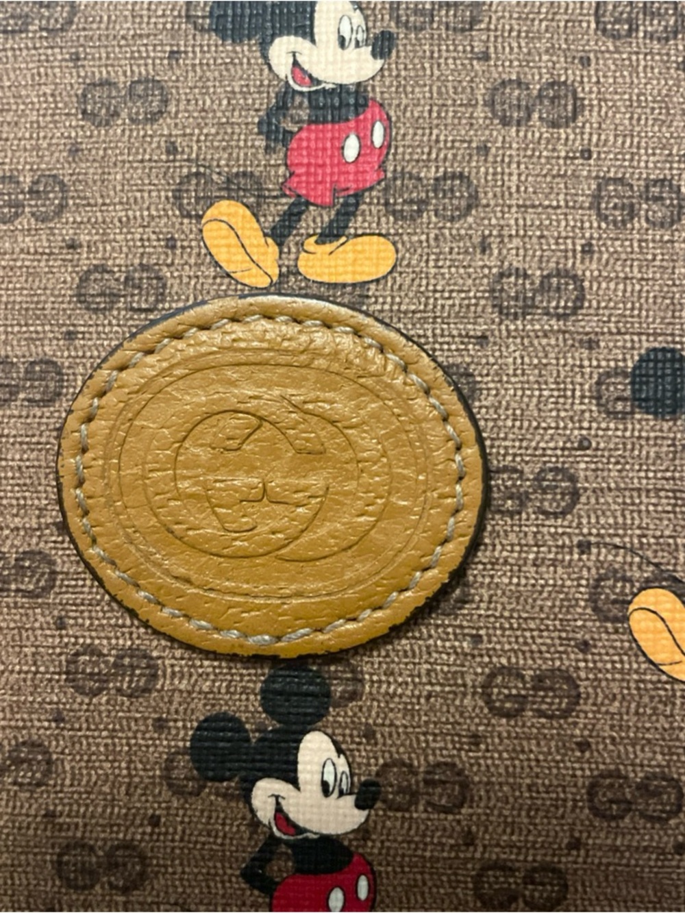 Gucci X Disney Mickey Mouse Crossbody Bag Authentic GG Coated Canvas Preowned - Picture 5 of 11